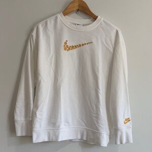 Nike White Sweatshirt with Gold Logo